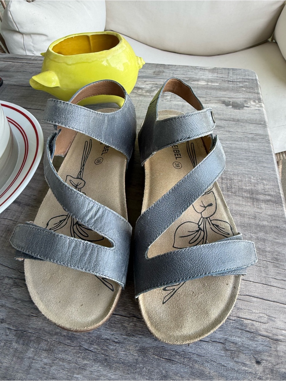Josef Seibel Gray  Strappy Leather Sandals MSRP $145